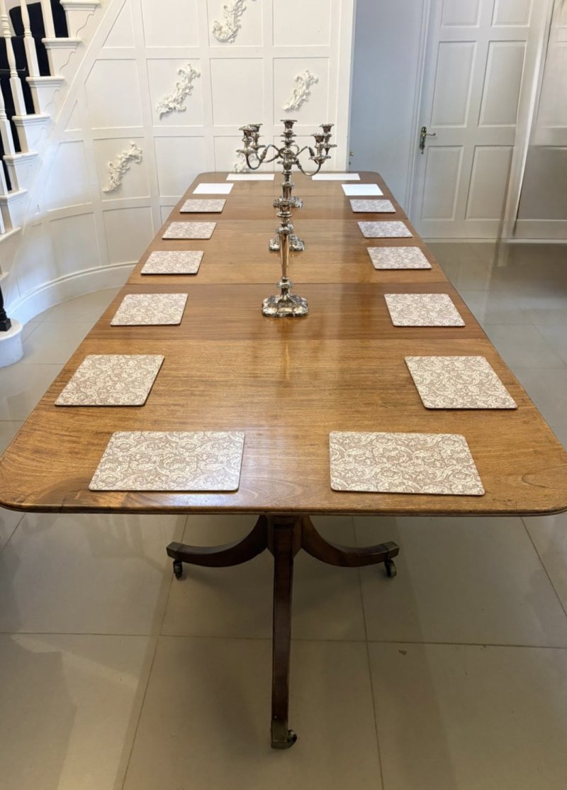 Antique Regency Mahogany 12 Seater Three Pillar Extending Dining Table - Image 2